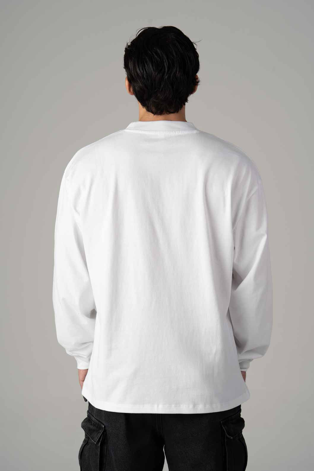 Playera Oversize Blanca Manga Larga Gramaje 245