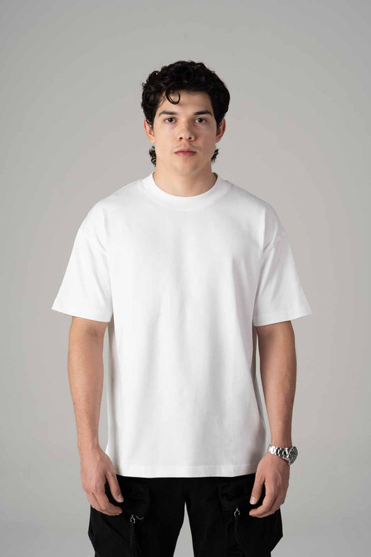 Playera Semi Oversize Blanca Gramaje 305