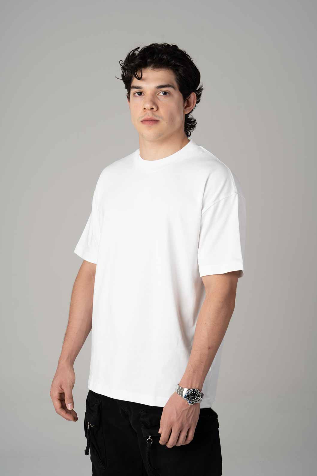 Playera Semi Oversize Blanca Gramaje 305
