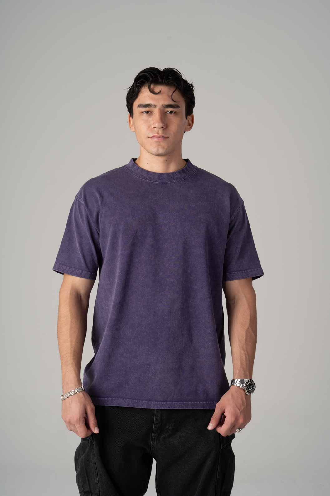 Playera Semi Oversize Acid Wash Purple Gramaje 250 Summer Co.