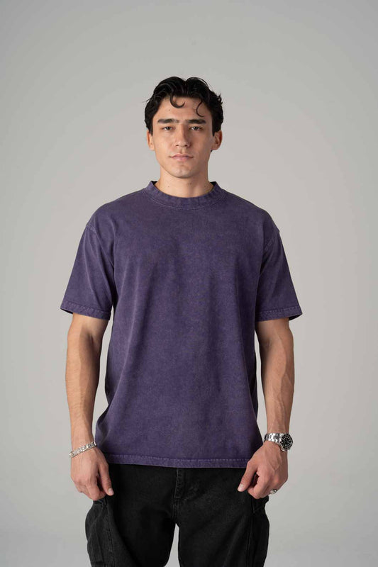 Playera Semi Oversize Acid Wash Purple Gramaje 250 Summer Co.