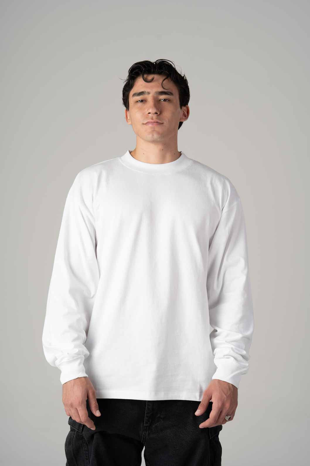 Playera Oversize Blanca Manga Larga Gramaje 245