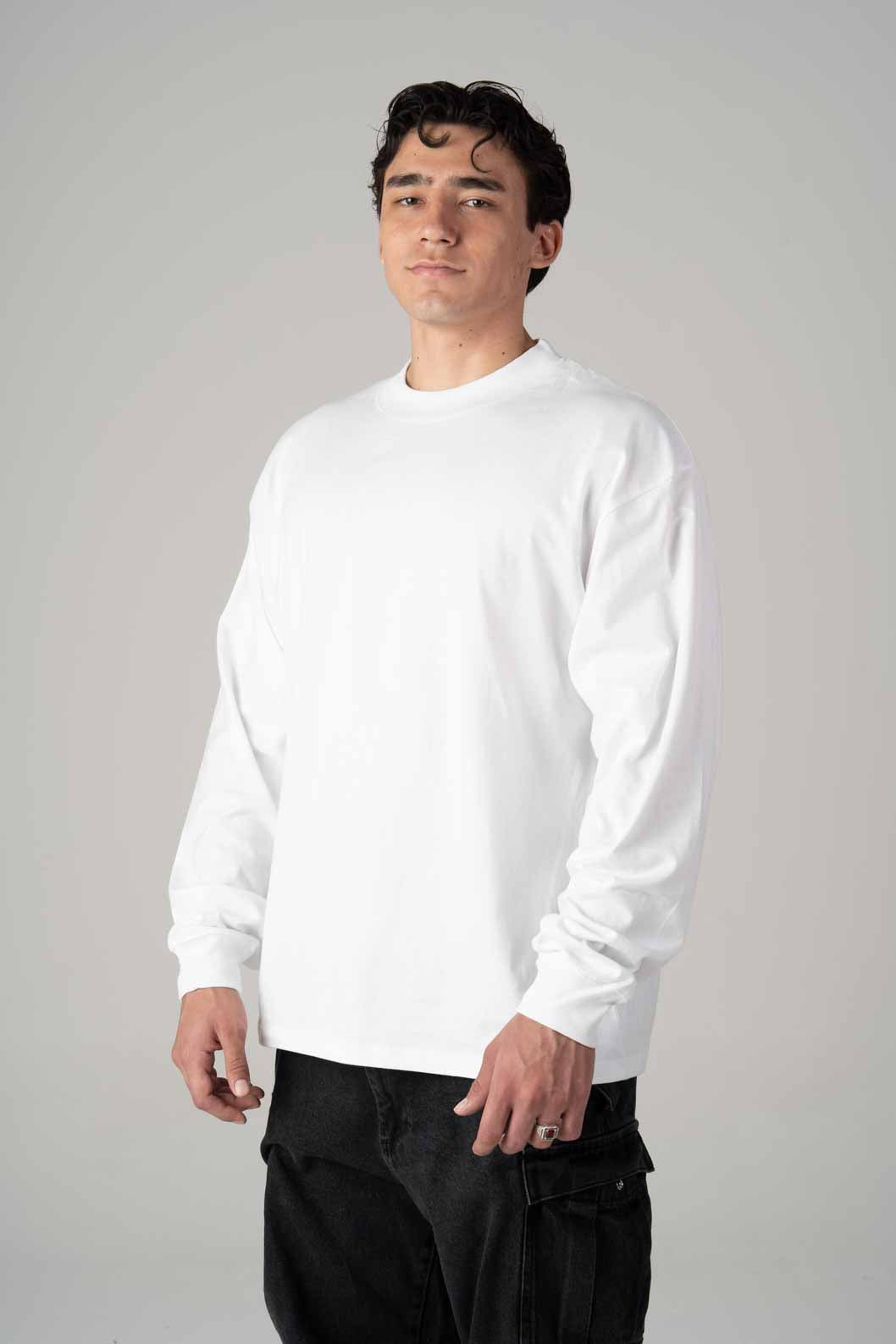 Playera Oversize Blanca Manga Larga Gramaje 245
