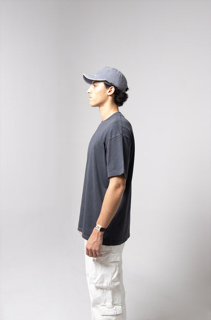 Playera Semi Oversize Acid Wash Gris Gramaje 260