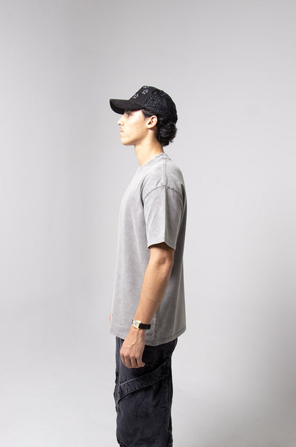 Playera Semi Oversize Wax Wash Gris Moon Gramaje 275