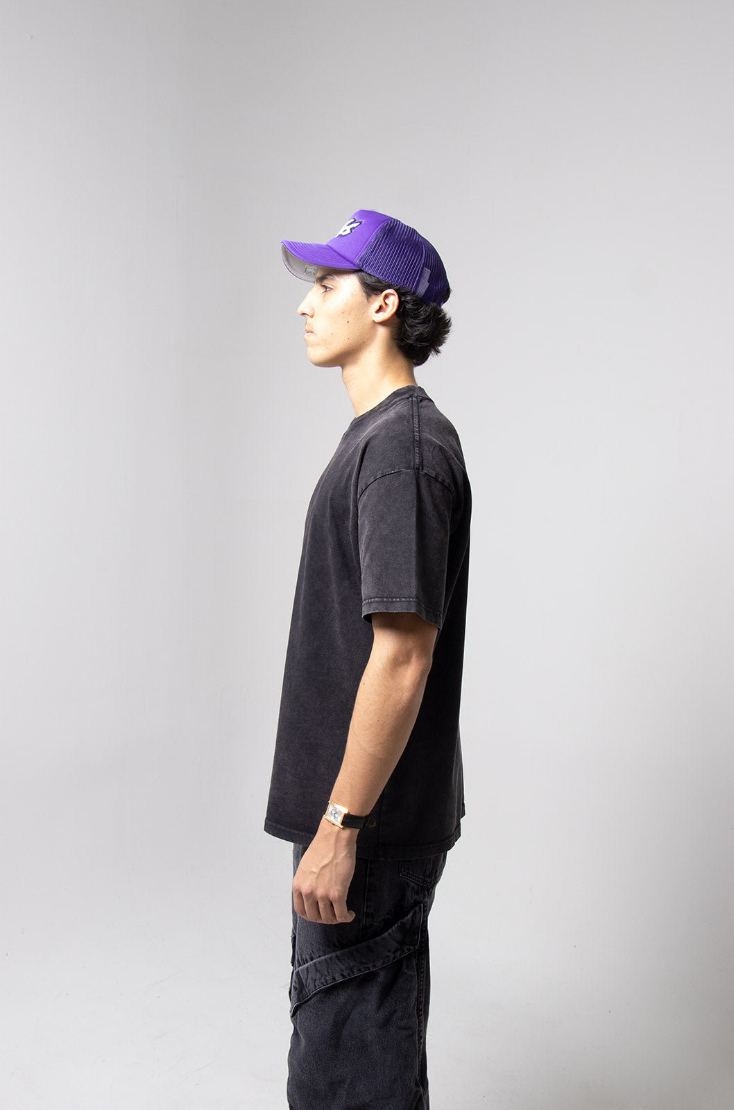 Playera Semi Oversize Wax Wash Negro Gramaje 275