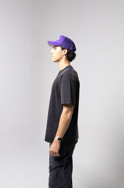 Playera Semi Oversize Wax Wash Negro Gramaje 275