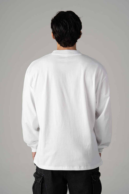 Playera Oversize Blanca Manga Larga Gramaje 245