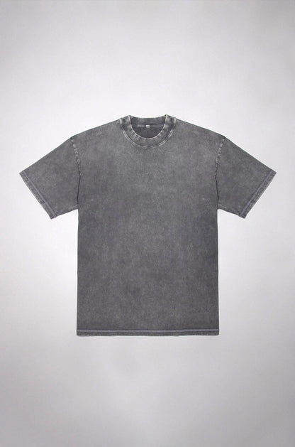 Playera Semi Oversize Wax Wash Gris Moon Gramaje 275