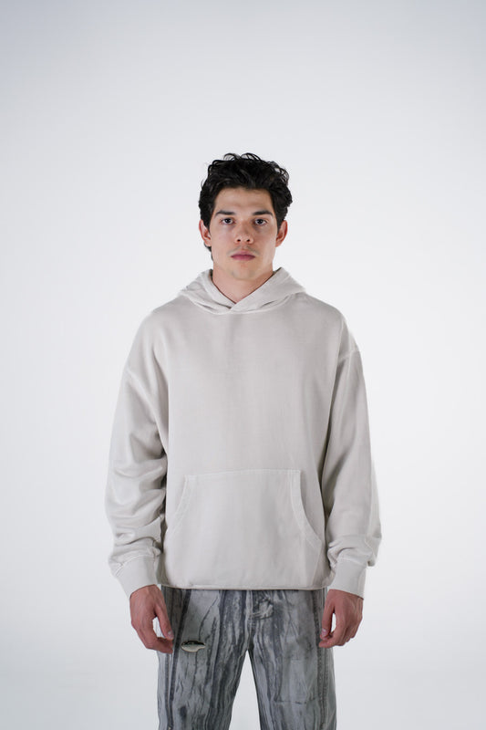 Hoodie Semi Oversize Soft Wash Off White French Terry 420 Gsm