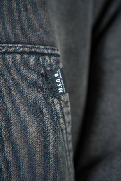 Hoodie Negra Deslavada Gramaje 420 Marca "MFGO"
