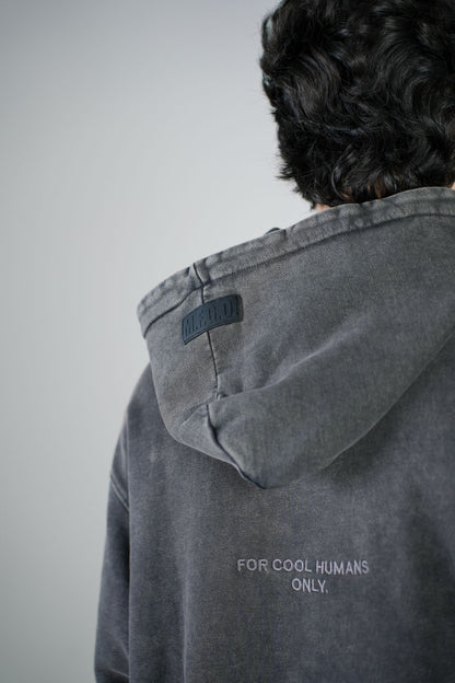 Hoodie Negra Deslavada Gramaje 420 Marca "MFGO"