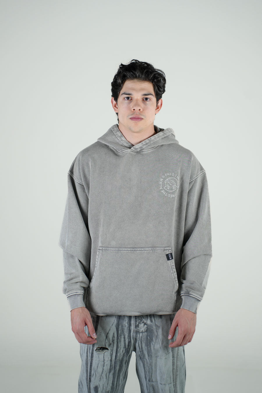 Hoodie Gris Deslavada Gramaje 420 Marca "MFGO"
