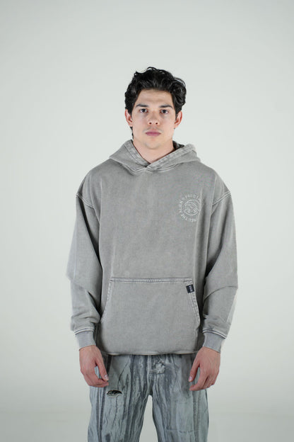 Hoodie Gris Deslavada Gramaje 420 Marca "MFGO"