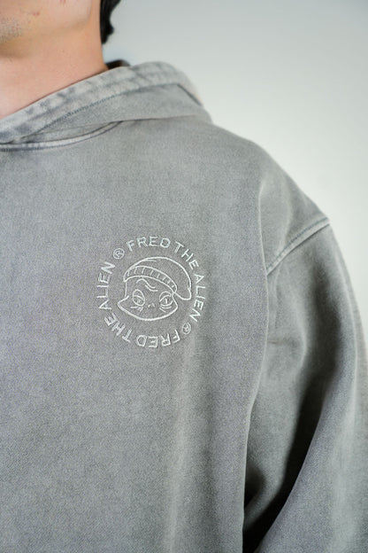 Hoodie Gris Deslavada Gramaje 420 Marca "MFGO"