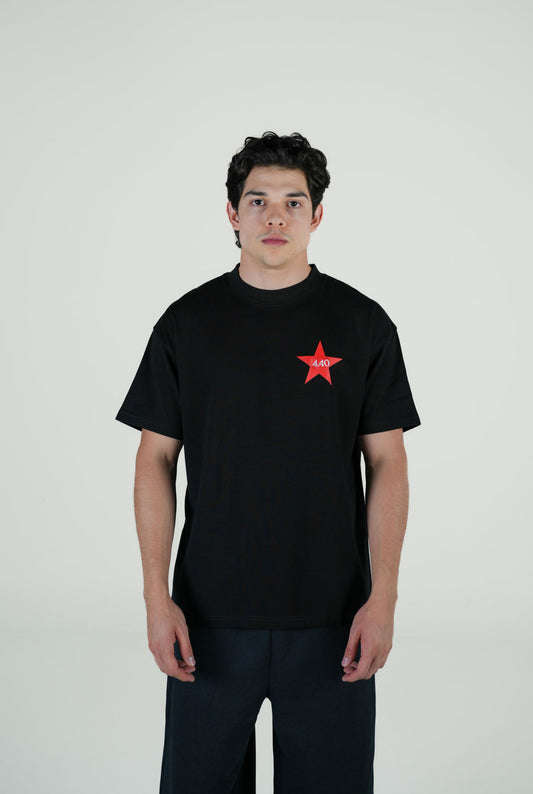 Playera Semi Oversize Negra Gramaje 305 Marca "4.40"