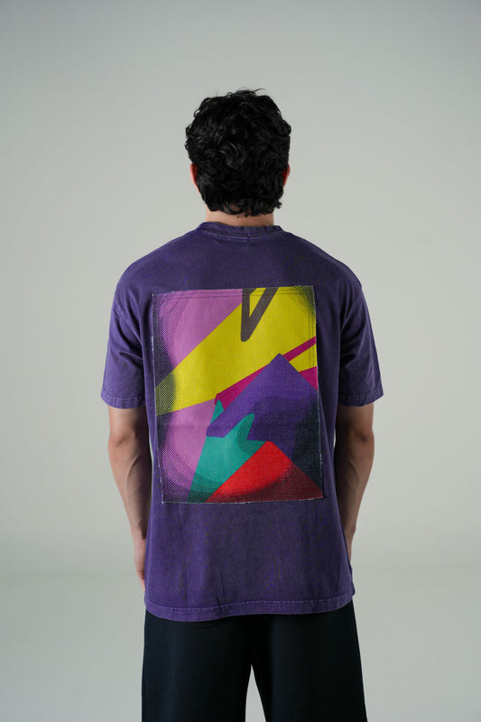 Playera Semi Oversize Morado Deslavado Gramaje 250 Marca "ELOCUENCIA"