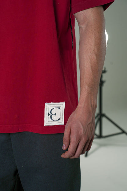 Playera Semi Oversize Roja Gramaje 250 Marca "ELOCUENCIA"