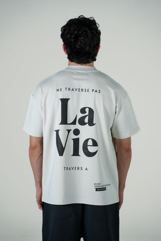 Playera Semi Oversize Off White Gramaje 305 Marca "ELOCUENCIA"