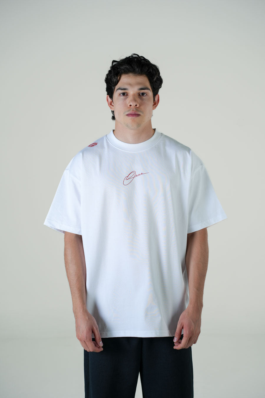 Playera Semi Oversize Blanca Gramaje 305 Marca "ODD LAWZ"