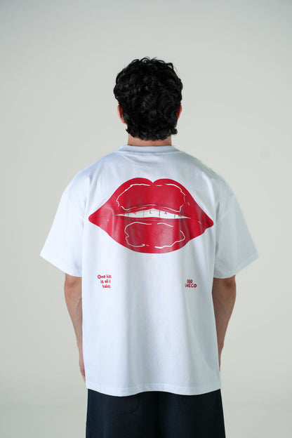 Playera Semi Oversize Blanca Gramaje 305 Marca "ODD LAWZ"
