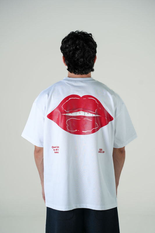 Playera Semi Oversize Blanca Gramaje 305 Marca "ODD LAWZ"