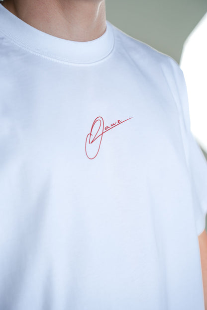 Playera Semi Oversize Blanca Gramaje 305 Marca "ODD LAWZ"