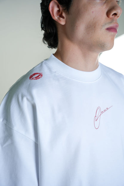 Playera Semi Oversize Blanca Gramaje 305 Marca "ODD LAWZ"