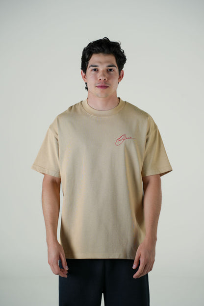 Playera Semi Oversize Khaki Gramaje 305 Marca "ODD LAWZ"