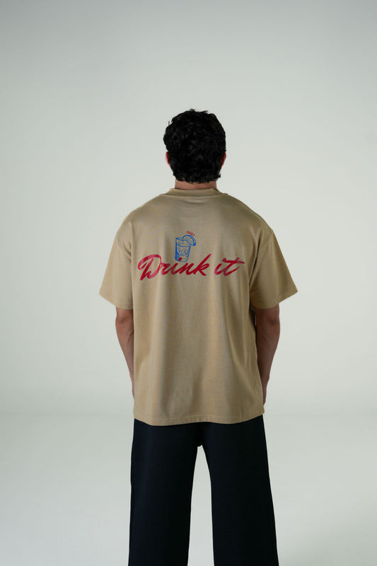 Playera Semi Oversize Khaki Gramaje 305 Marca "ODD LAWZ"