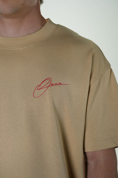 Playera Semi Oversize Khaki Gramaje 305 Marca "ODD LAWZ"