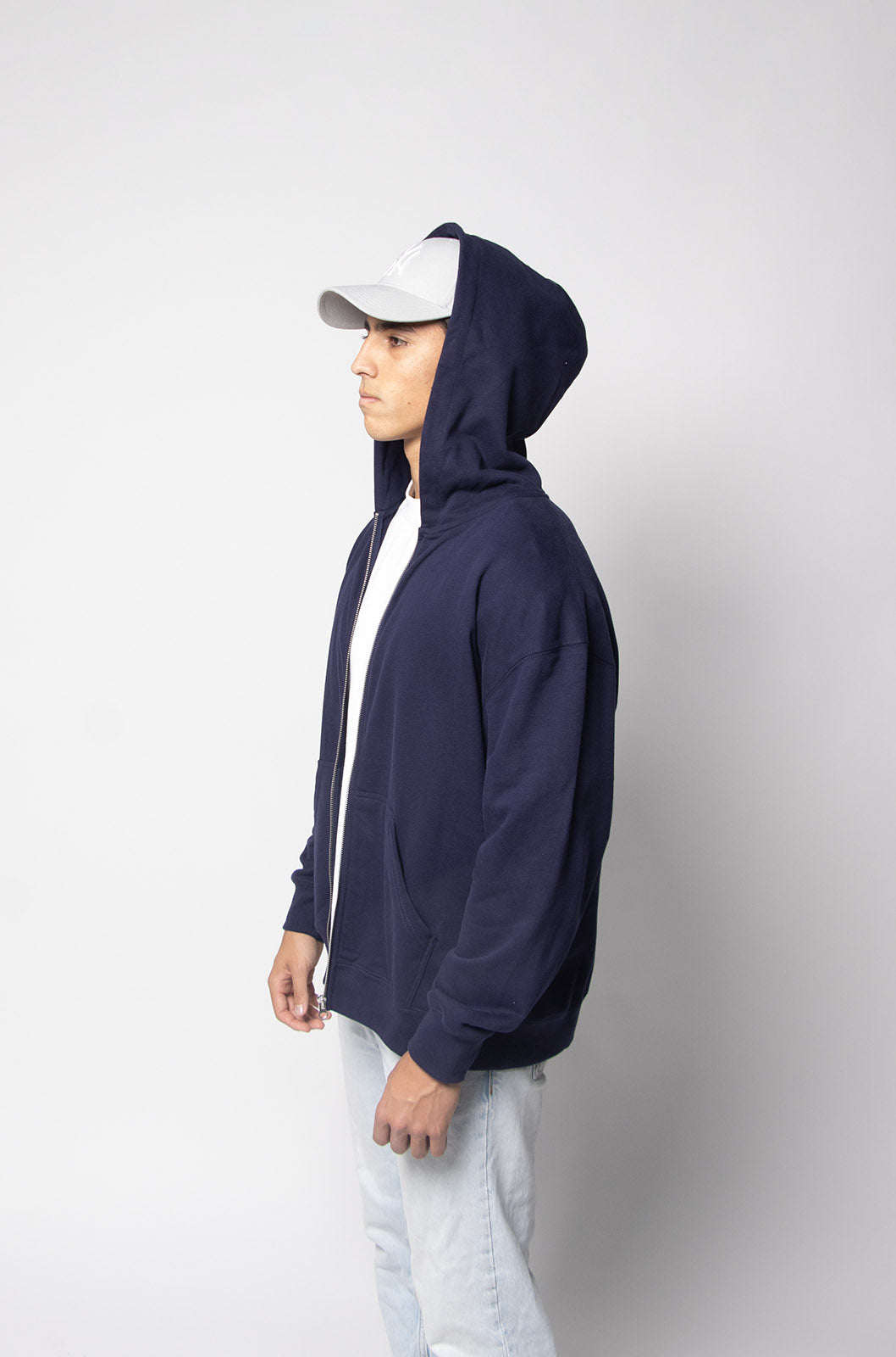 Hoodie Zipper Oversize Azul Marino Gramaje 380