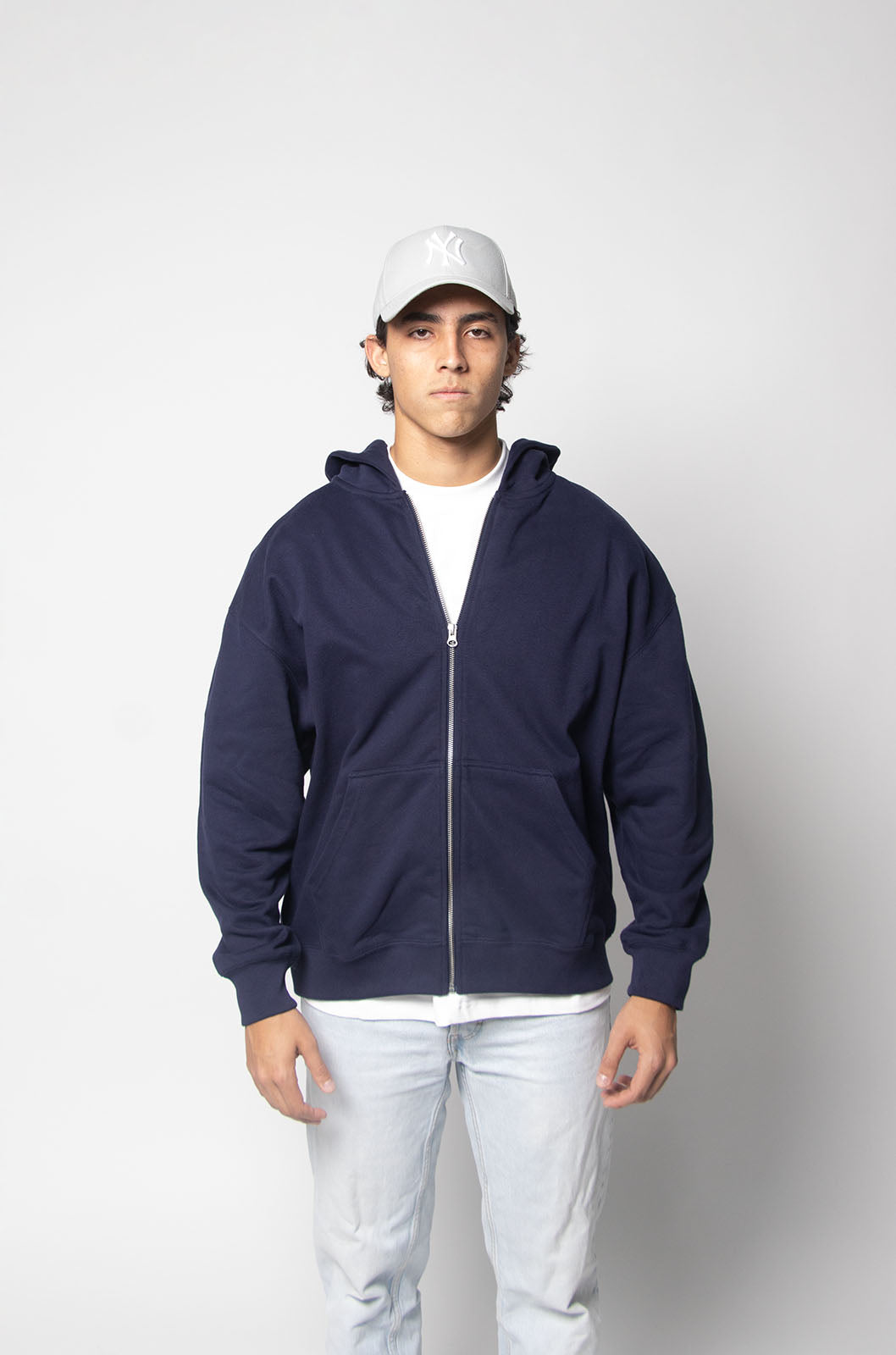 Hoodie Zipper Oversize Azul Marino Gramaje 380