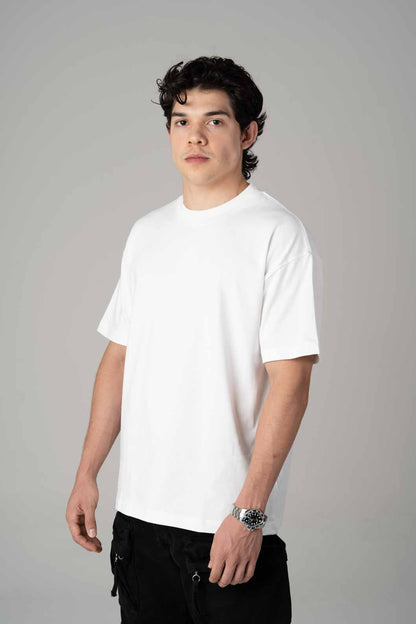 Playera Semi Oversize Blanca Gramaje 305