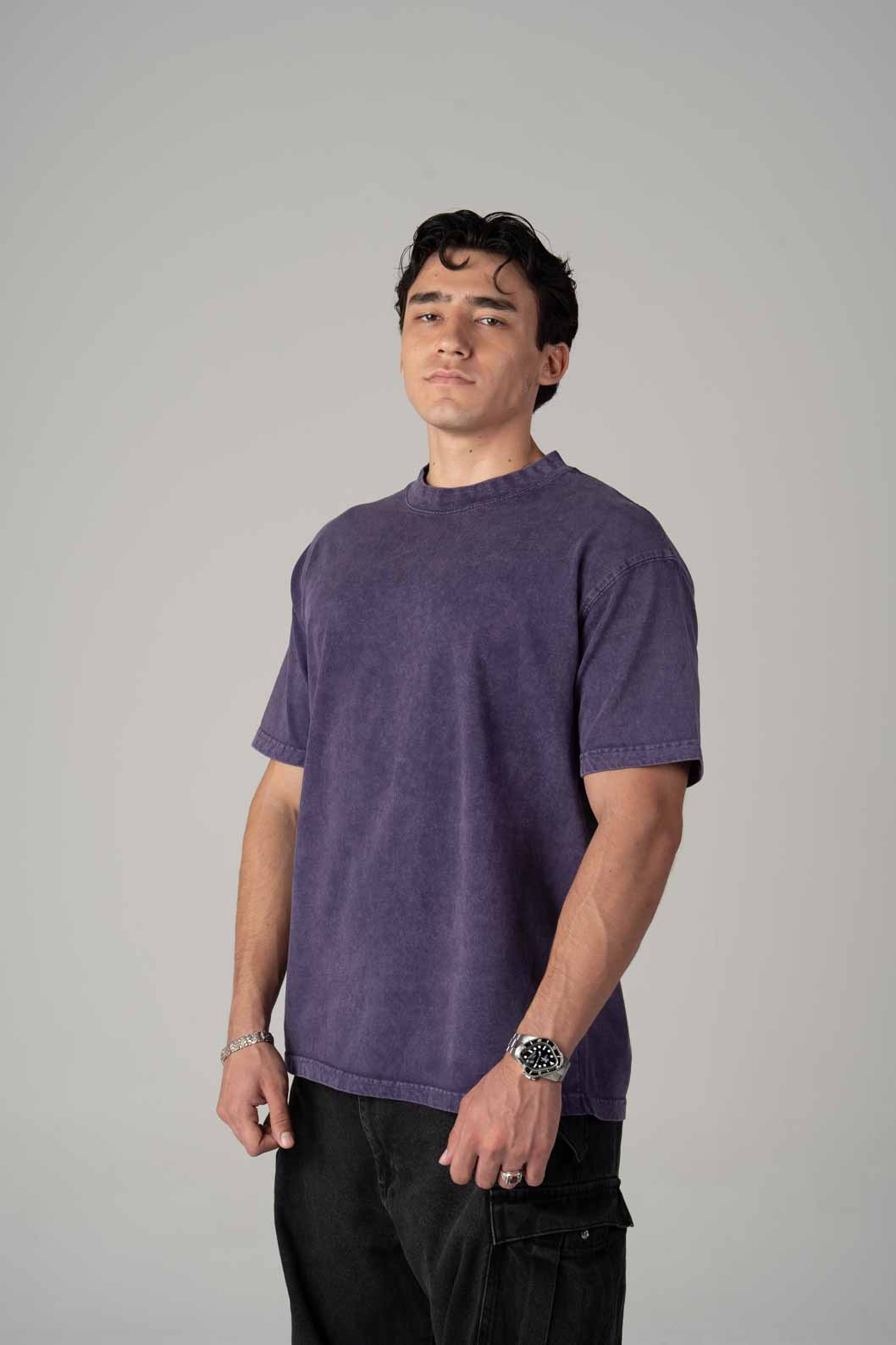 Playera Semi Oversize Acid Wash Purple Gramaje 250 Summer Co.