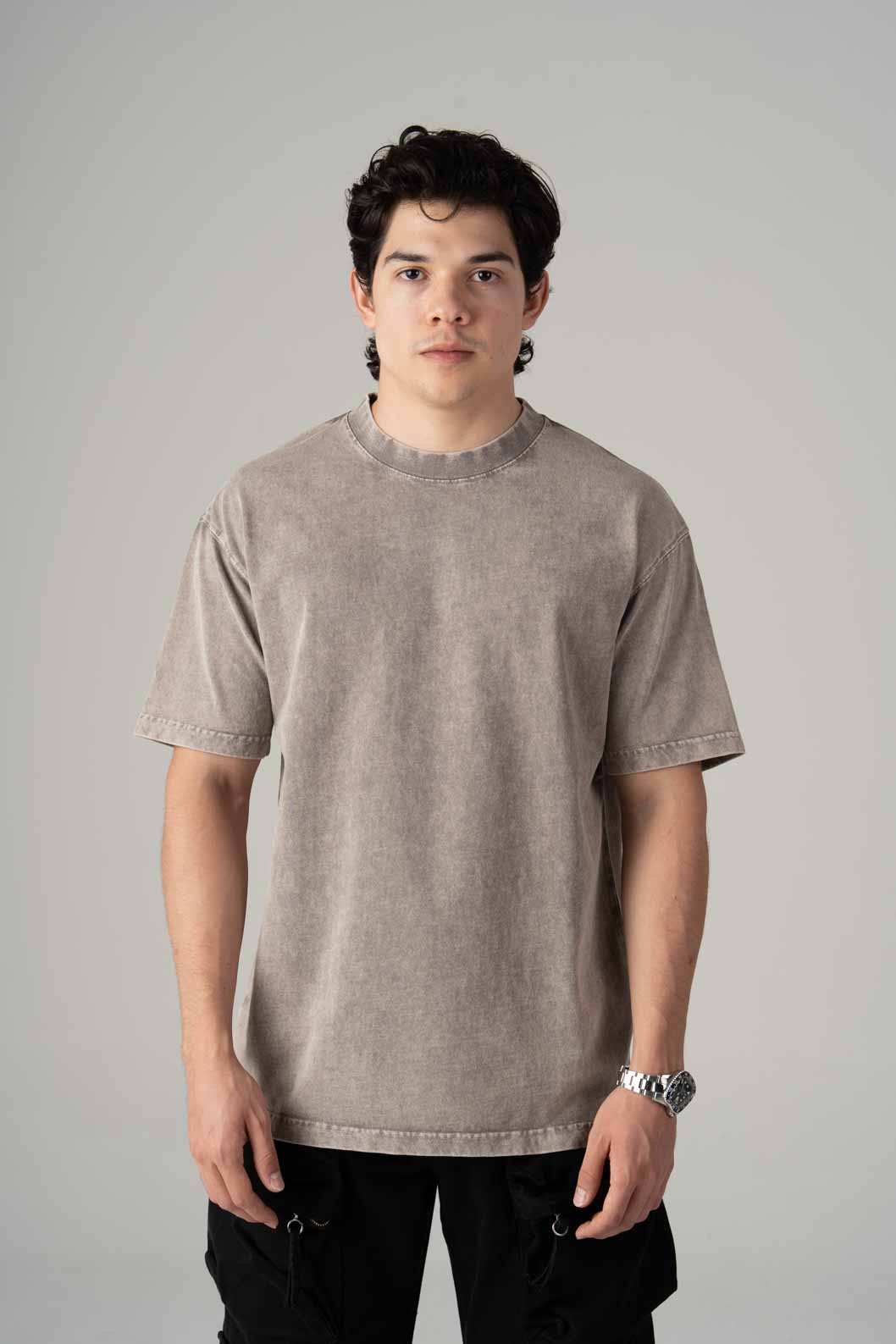 Playera Semi Oversize Acid Wash Gris Gramaje 250 Summer Co.