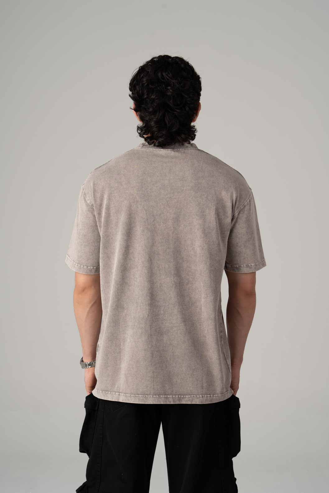 Playera Semi Oversize Acid Wash Gris Gramaje 250 Summer Co.