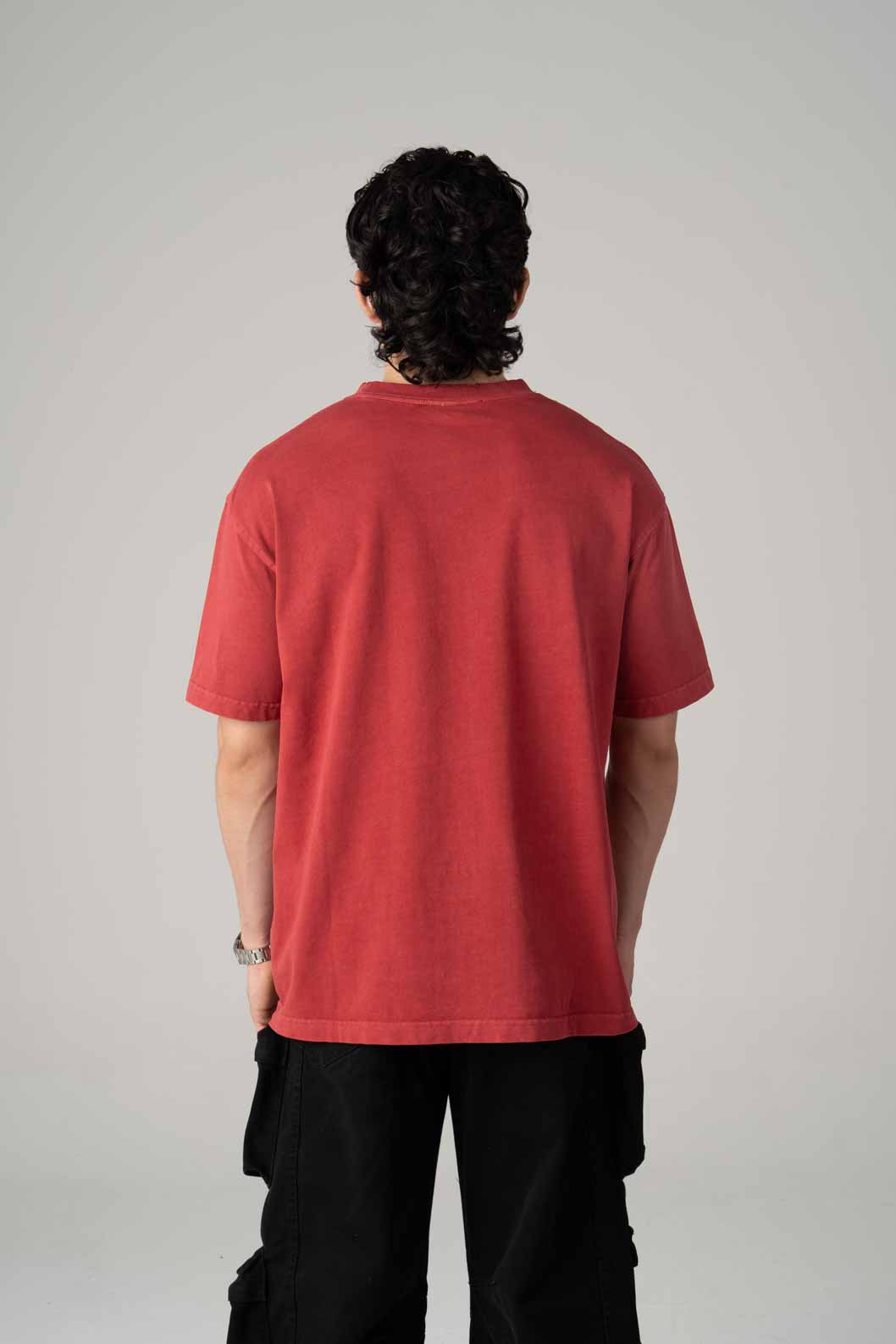 Playera Semi Oversize Acid Wash Red Gramaje 250 Summer Co.