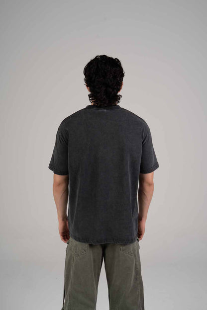 Playera Semi Oversize Acid Wash Negro Gramaje 250  Summer Co.
