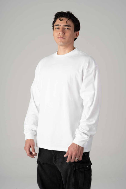 Playera Oversize Blanca Manga Larga Gramaje 245