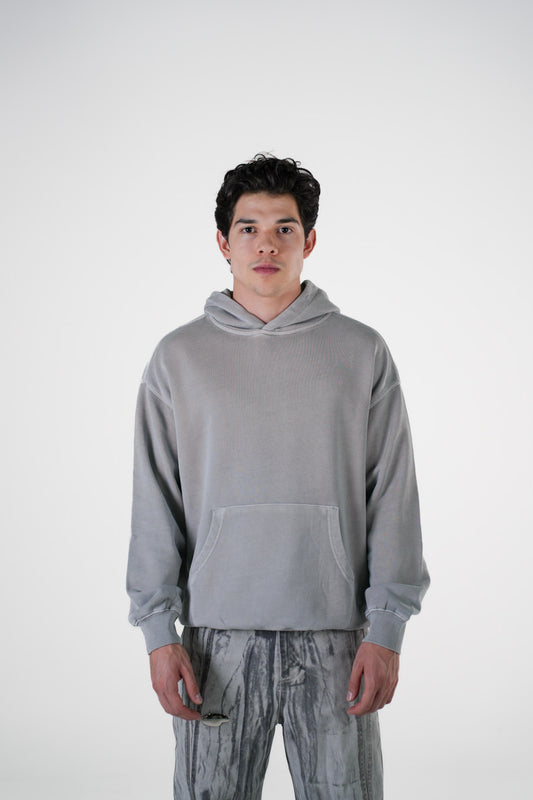 Hoodie Semi Oversize Soft Wash Light Gray French Terry 420 Gsm