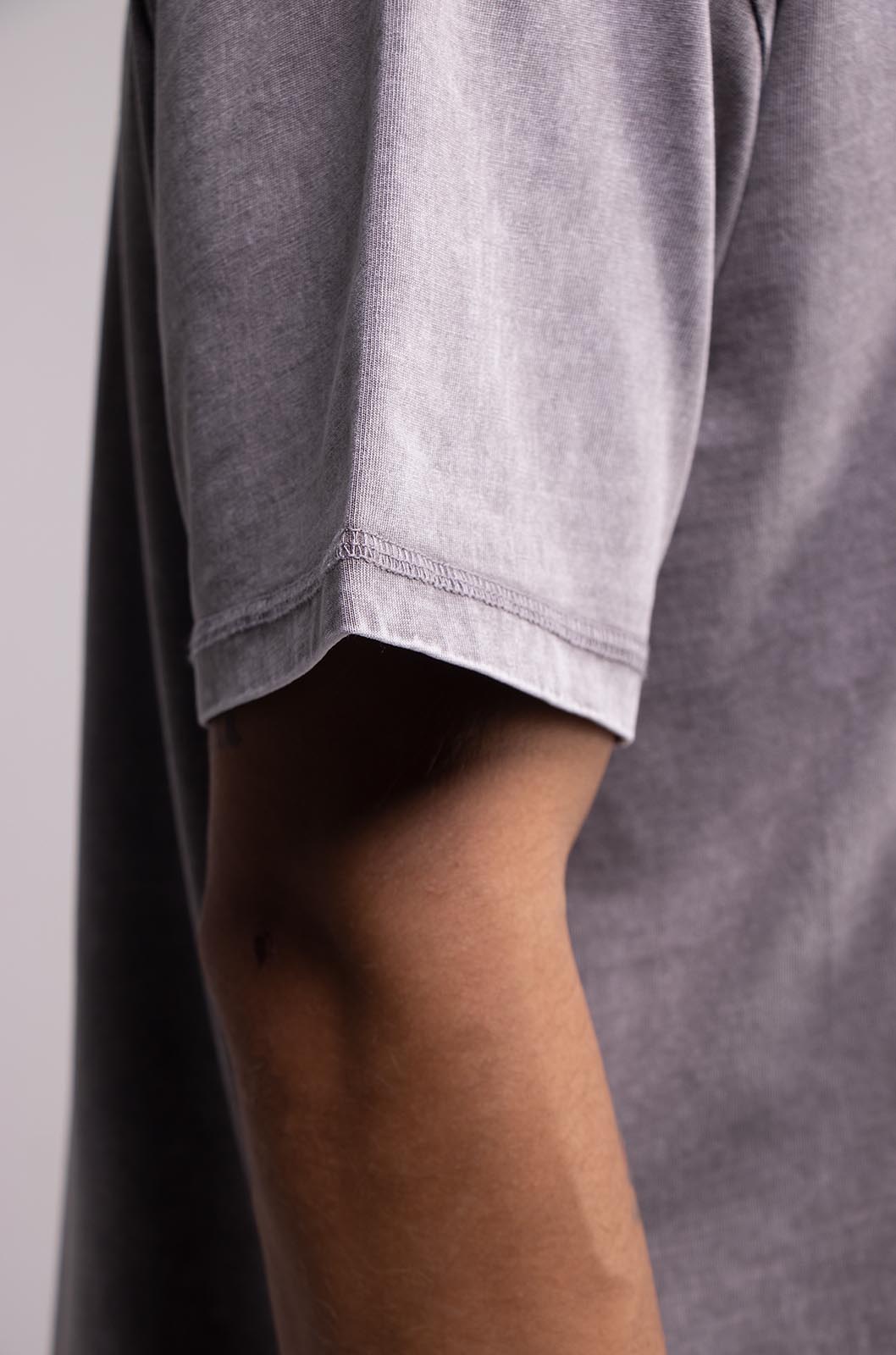 Playera Semi Oversize Wax Wash Gris Moon Gramaje 275
