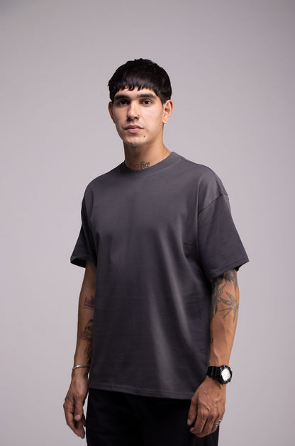 Playera Semi Oversize Dark Grey Gramaje 305