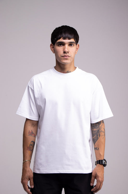 Playera Semi Oversize Blanca Gramaje 305