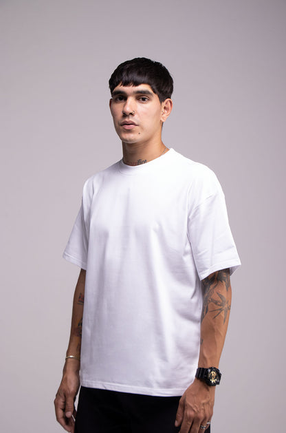 Playera Semi Oversize Blanca Gramaje 305
