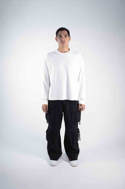 Playera Waffle Manga Larga Blanca 220 GSM
