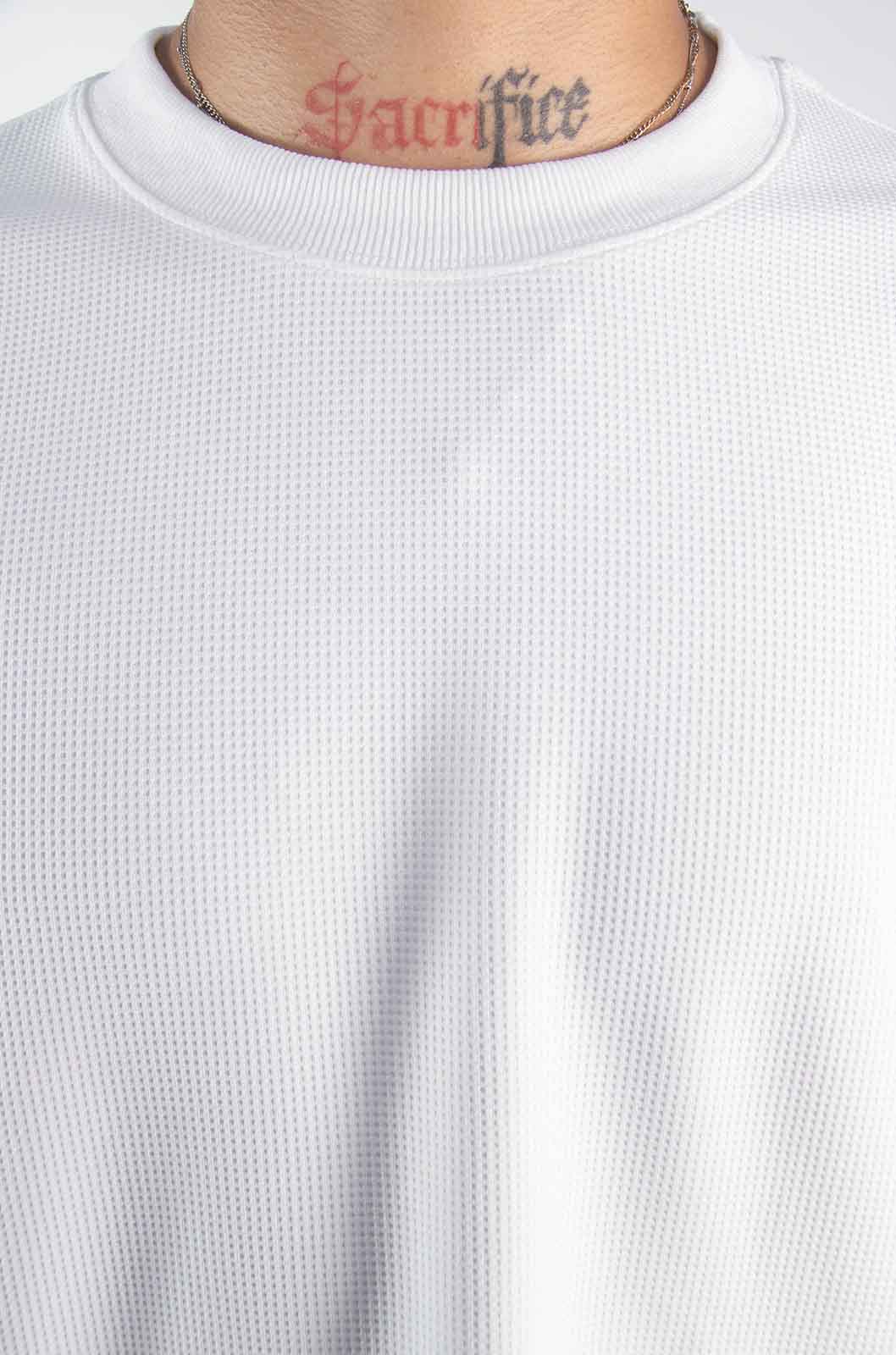 Playera Waffle Manga Larga Blanca 220 GSM