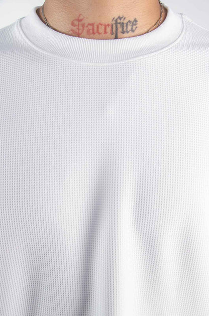 Playera Waffle Manga Larga Blanca 220 GSM