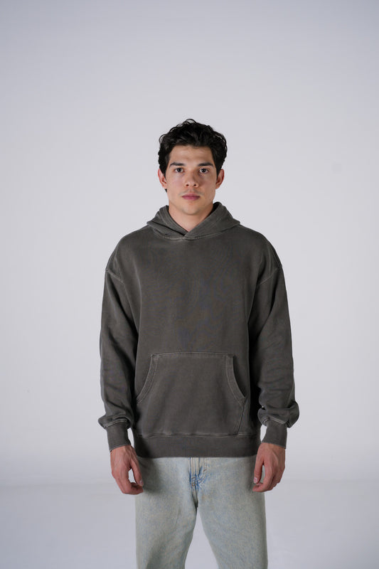 Hoodie Semi Oversize Soft Wash Dark Gray French Terry 420 Gsm