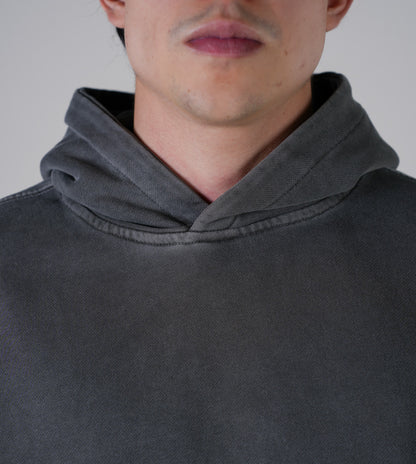 Hoodie Semi Oversize Soft Wash Dark Gray French Terry 420 Gsm